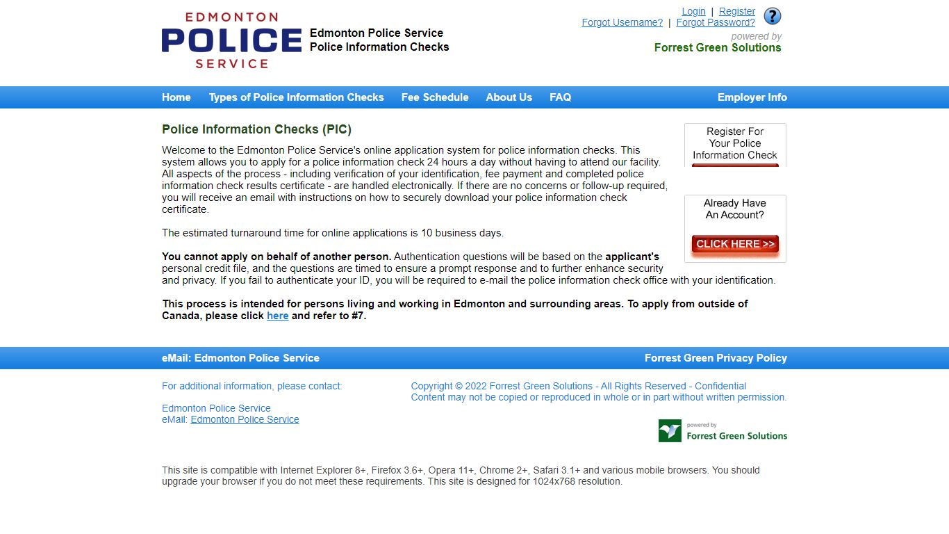 Edmonton Police Service Police Information Checks - Police Solutions